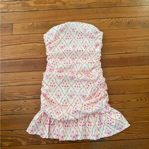 Strapless Floral Dress